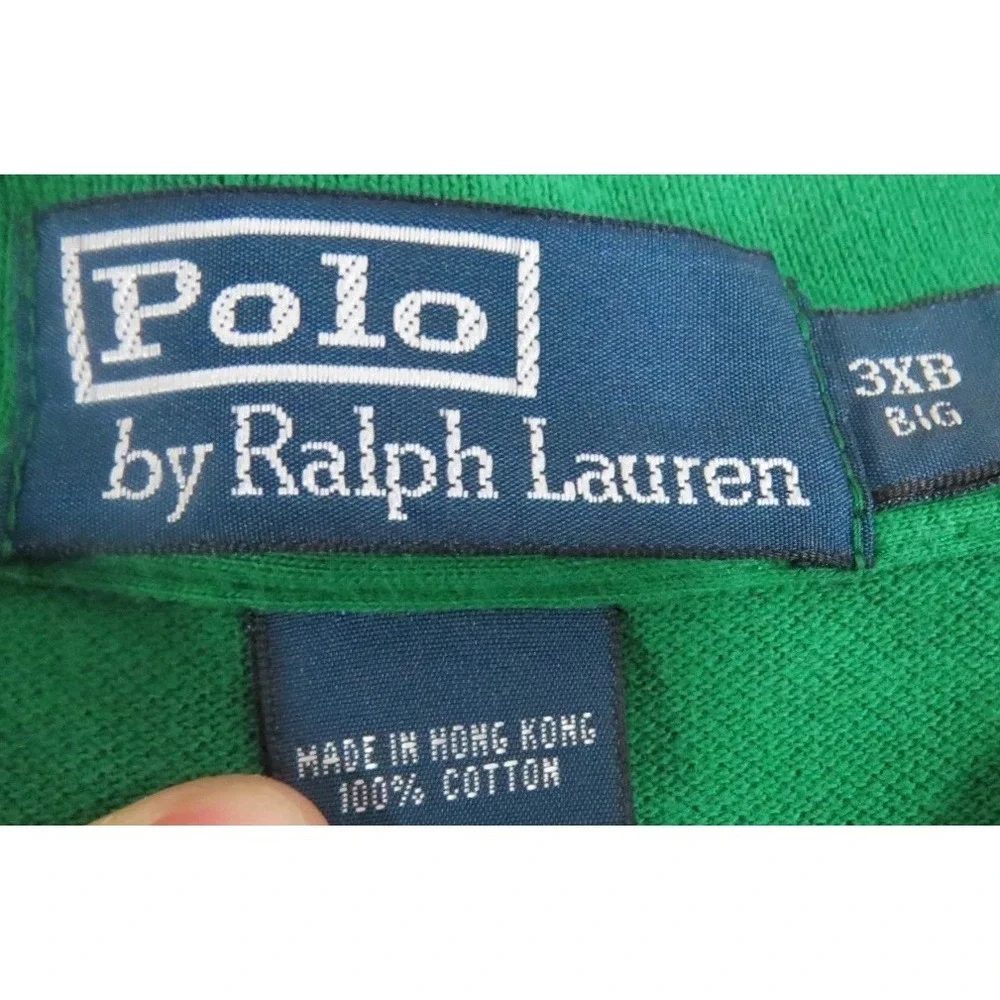 Polo Ralph Lauren Shirt Mens 3XB Big Green Short Sleeve Cotton Pique Purple Pony